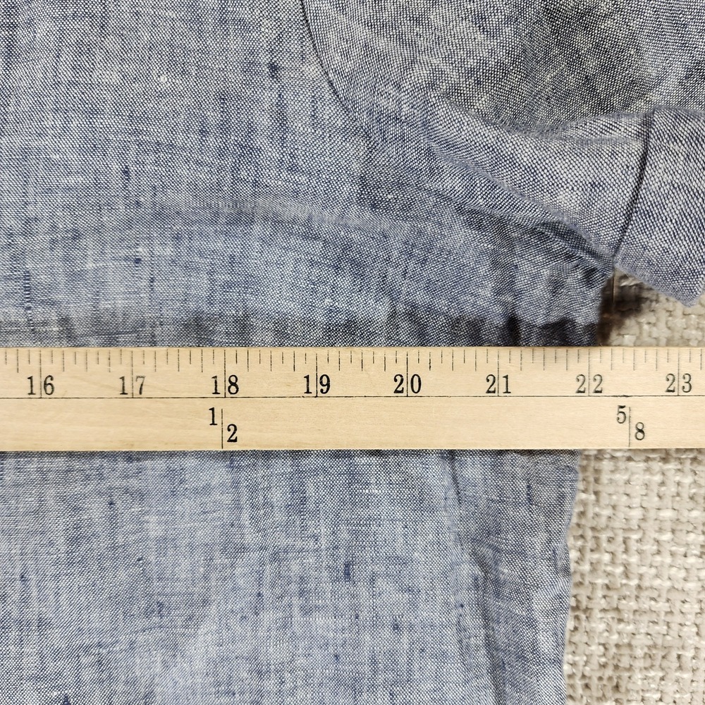 Blue Illusion 100% French Linen Midi Dress Womens XL Blue Short Sleeve Shift - Picture 5 of 11